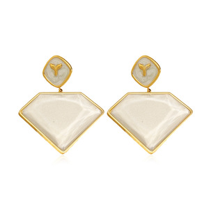 Pendientes Colgantes de Acero Inoxidable EH554 con Forma Geométrica de Rombo y Cola de Ballena - 3 Pares de Pendientes Brillantes para Mujer - Product Image 4