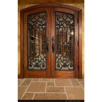 Porte en fer forgé haut de gamme et verre/ Porte double en fer forgé