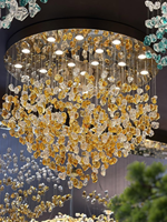 Lustre suspendu moderne sur mesure en verre et cristal de luxe, grand décor en pierre ambrée pour salon, hôtel, villa, maison, escalier