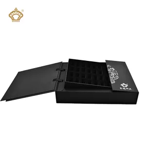 Matte Black Magnetic Closed Black Rigid Cardboard Gift Double Door Open Jewelry Watch Packaging Lifting Ring Box