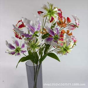 Fleurs artificielles Qiye Gloriosa Lily, fleur en soie à 3 têtes, décoration de mariage et de maison - Product Image 4