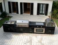 JINGSHUN Armoires de cuisine extérieures modernes modulaires en acier inoxydable 304, écologiques, avec plaque de cuisson, anti-corrosion, pour patio et jardin
