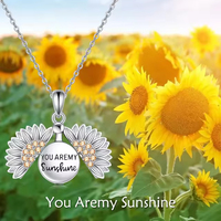 Bijoux de crémation Collier pendentif urne en argent sterling 925 3A Zircon tournesol gravé You Are My Sunshine