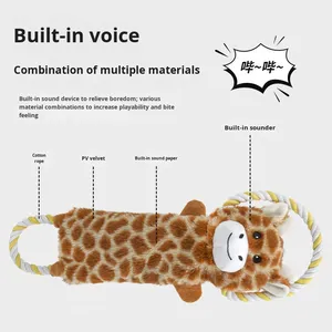 Juguete de Peluche Resistente para Perros, Juguete Chirriante Interactivo, Resistente a Mordidas, para Limpieza Dental, con Anillo de Cuerda de Algodón - Product Image 2