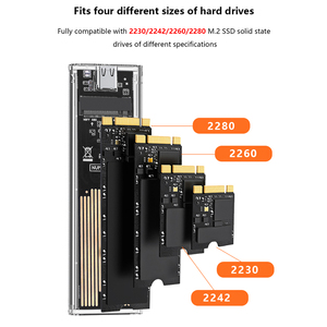 Vỏ ổ cứng di động TISHRIC, hộp đựng ổ cứng ngoài, vỏ SSD M2 NVME NGFFF, bộ chuyển đổi giao thức kép, vỏ ổ cứng HDD, USB 3.0 Type C cho PC - Product Image 5