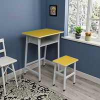 Ensemble bureau et chaise individuels en bois jaune, multi-niveaux et durable, pour l'école, le bureau à domicile et la chambre