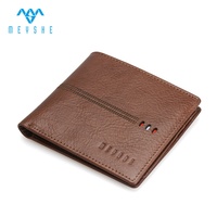 Dompet Kulit Asli Pria Anti RFID dengan Kantong Koin Ber-resleting, Tipis, Tahan Lama, dan Modis