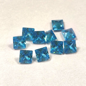 Zircone cubique synthétique taille princesse, pierres précieuses carrées en aigue-marine CZ pour la fabrication de bijoux - Product Image 1
