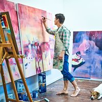 Grande toile tendue en coton et bois sans acide de 36x48 pouces, 100% apprêtée pour peinture à l'huile, triple toile, excellente pour les œuvres d'art.