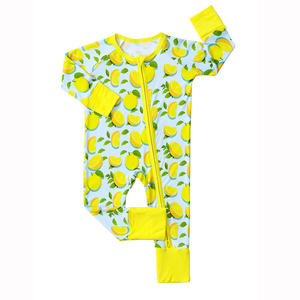 Mameluco Pijama de Fibra de Bambú para Recién Nacido OEM con Cremallera y Estampado Personalizado Unisex de Manga Larga para Bebé - Product Image 1