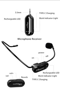 Tai nghe micro không dây 2.4G di động, phạm vi không dây 20m, dùng cho DJ, thể thao, hàng không, du lịch, giảng dạy lớp học, giảng viên, chất liệu kim loại - Product Image 5