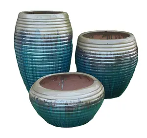 Ceramic Glazed Pot for Flowers and Plants Unique Design Indoor Outdoor Use Weather Resistant