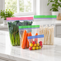Sac de conservation personnalisé en LDPE avec double fermeture éclair, étanche et compatible congélateur, pour fruits, légumes, lait et aliments pour animaux de compagnie