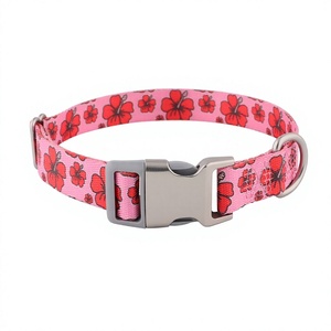 Collier de promenade pour chien réglable en nylon personnalisé avec impression par transfert thermique, motif floral pour chiens de taille moyenne à grande, idéal pour les Alaskan <span class=keywords><strong>Malamute</strong></span> - Product Image 1