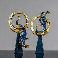Statue en résine Phénix Paon, design animalier peint à la main, style nordique minimaliste rétro égyptien ancien, décoration artistique tendance pour la maison