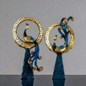 Statua in Resina Stile Nordico Minimalista Retrò <span class=keywords><strong>Fenice</strong></span> Pavone, Oggetto d'Arte per Arredamento Casa e Soggiorno di Tendenza - Product Image 4