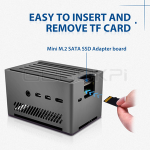 GeeekPi carcasa de ladrillo de aluminio carcasa negra con M.2 Sata SSD Mini ventilador de refrigeración de torre de perfil bajo para Raspberry <span class=keywords><strong>Pi</strong></span> 4 modelo B - Product Image 3