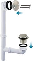 Kit de vidange tubulaire pour baignoire 1-1/2" avec coudé à bascule, bouchon hexagonal, tuyau en PVC (finition naturelle) et raccord de tuyau