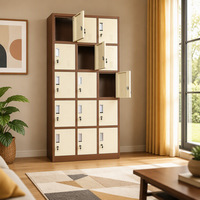 Armoire multi-portes en acier, 15 étagères, chambre à coucher, appartement, moderne, durable, portes coulissantes