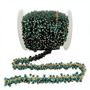 Peruvian Chalcedony Grape Chain Hydro Quartz 2.5mm Wire Wrap <b>Rosary</b> Beaded Chain - Product Image 3
