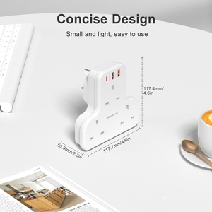 Wontravel Arrival 3 Way 3 USB 20W PD UK 3 Pin Power Electric Extension Socket - Product Image 4