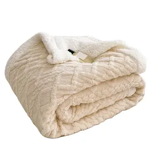 격자 무늬 침대 담요 겨울 담요 및 던져 두꺼운 양모 양털 던져 소파 침대 커버 이불 부드러운 침대보