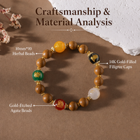 Bracelet de perles d'encens d'Osmanthus 10 mm, porte-bonheur, attirant la fortune, en Agate dorée, fait main ancien, OEM, marque privée, bijoux Zen