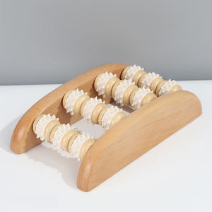 Masseur de pieds en bois de luxe, rouleau pour soulager la douleur des pieds, massage de la neuropathie, épine calcanéenne, fasciite plantaire, couleur naturelle, solide - Product Image 5