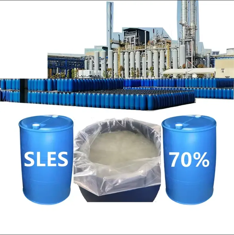 Deterjanlar ve günlük kimyasallar için sodyum Laureth Sulfate SLES 70%/anyonik yüzey aktif maddeler viskoz sıvı SLES