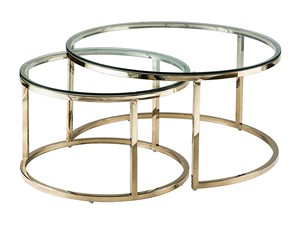 Juego de Mesas Redondas Modernas de Lujo con Marco de Metal Chapado en Oro y Tapa de Vidrio Templado para Sala de Estar, Sofá, <span class=keywords><strong>Mesa</strong></span> de Centro - Product Image 4