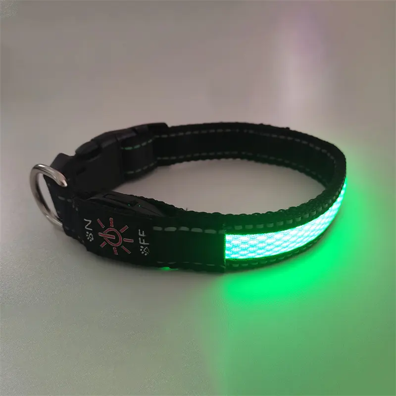 USB Rechargeable LED Flashing Light Anti-lost Dog Collar Reflective Adjustable Waterproof Durable Pet Glowing Collar