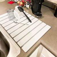 Tapis de séchage de vaisselle extra-larges pour comptoir de cuisine, séchage rapide, pliable, tapis de séchage de vaisselle en terre de diatomée