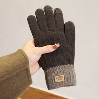 Guantes cálidos de punto elástico para hombre y mujer, manoplas de invierno para mantener el calor, guantes de moda para mujer con dedos completos, guantes de ganchillo para montar a caballo y esquiar