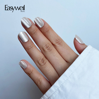Easywell Fournisseur en Gros de Faux Ongles Courts en Acrylique de Luxe, Produits de Beauté, 30 Pièces, Ongles à Presser Effet Œil de Chat de Noël de Haute Qualité
