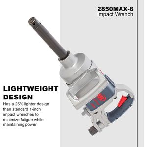 Llave de Impacto Ingersoll Rand 2850MAX-6 de 1 Pulgada, 5500 RPM, Extensión de Yunque de 6 Pulgadas, Empuñadura Tipo Pistola, Herramienta Neumática - Product Image 4