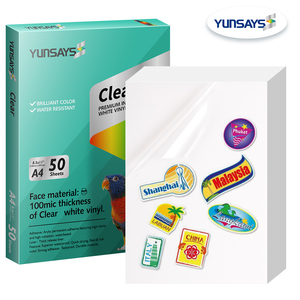 Adesivo adesivo impermeabile lucido foglio di carta autoadesivo A3 A4 colore bianco chiaro PVC adesivo in vinile <span class=keywords><strong>per</strong></span> <span class=keywords><strong>stampante</strong></span> Laser a getto d'inchiostro - Product Image 2