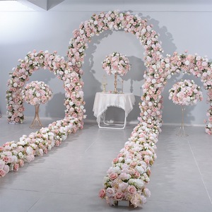 Decoración de Fondo para Bodas, Fondo de Flores Artificiales de Seda, Arco de Flores Rosadas de Hortensias y Rosas para Eventos de Boda - Product Image 3