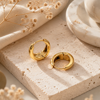 Boucles d'oreilles créoles bohèmes dorées et argentées en acier inoxydable, épaisses, style Huggie, bijoux de mode pour femmes