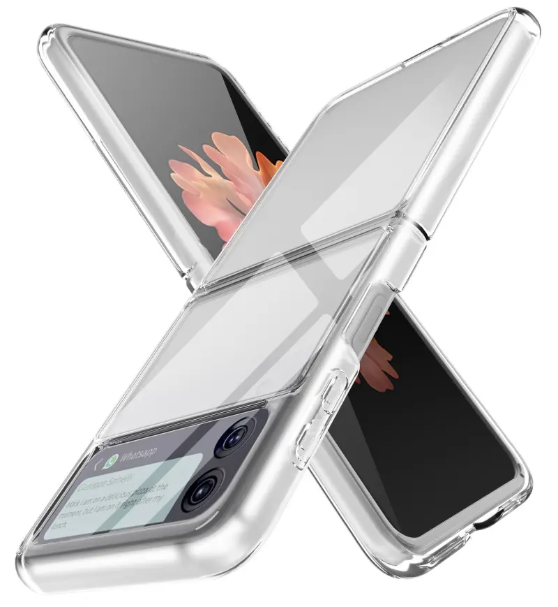 Anti Scratch Transparent Acrylic Phone Cover for samsung z flip 4 Soft TPU Mobile Phone Case For Samsung Z Flip 3