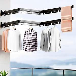 Séchoir à linge pliable mural en aluminium DB 2X 127,5 cm pour balcon extérieur, type moderne sur pied, organisateur de vêtements - Product Image 3