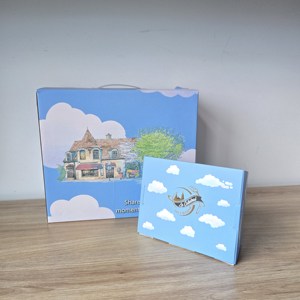 Cloud <span class=keywords><strong>Café</strong></span> Series Ensemble d'emballage imprimé nuage bleu Sacs en papier Coffrets cadeaux et boîtes à emporter pour boulangerie <span class=keywords><strong>Café</strong></span> Dessert Marque - Product Image 1