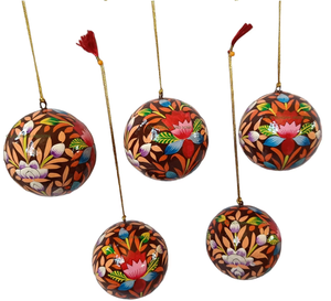 Paper Mache Holiday Hanging Baubles for Christmas <b>Tree</b> Handmade Decorations for Eco Conscious Wholesale Buyers - Product Image 1