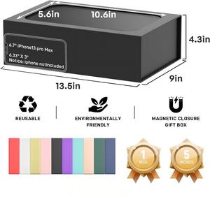 <span class=keywords><strong>Caja</strong></span> <span class=keywords><strong>de</strong></span> Regalo Negra Grande con Ventana <span class=keywords><strong>para</strong></span> Regalos, Tapas Magnéticas Plegables <span class=keywords><strong>para</strong></span> <span class=keywords><strong>Caja</strong></span> <span class=keywords><strong>de</strong></span> Propuesta <span class=keywords><strong>para</strong></span> Padrinos <span class=keywords><strong>de</strong></span> Boda, Incluye Tarjeta y Cinta - Product Image 2