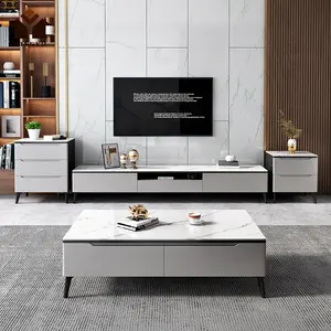 European Style Removable Marble Top TV Stand Multi Size Indoor TV Cabinet Popular Hot Sale TV Room Tables