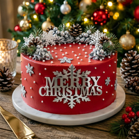 Gold & Silber Spiegel-Schneeflocken Tortendekoration Acryl Frohe Weihnachten Party Dessert Deko