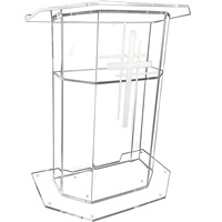 Diseños de Púlpitos para Iglesia Podio de Acrílico Transparente Púlpito de Iglesia con Cruz Cristiana Atril de Pie Fácil de Ensamblar