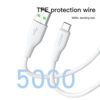 Câble de transmission de données USB-C rapide 5A Yesido TPE 1,2 m CA72, câble de chargeur USB Type-C, cordon, fil pour Samsung