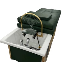 Mobilier de salon moderne lavage des cheveux en bois spa tête thérapie par l'eau shampooing thaïlandais lit