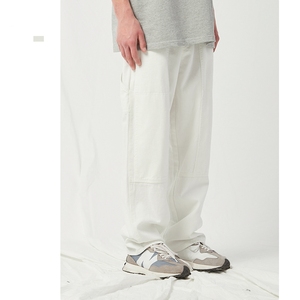 Pantalon <span class=keywords><strong>Cargo</strong></span> droit ample de <span class=keywords><strong>grande</strong></span> <span class=keywords><strong>taille</strong></span>, Style japonais et intelligent, décontracté, lavé, 2023 coton, blanc, Jeans de base pour hommes, printemps 100% - Product Image 2