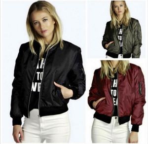 Blouson Bomber Femme Tendance Automne-Printemps, Col Montant, Coupe Ajustée, Coupe-Vent, Couleur Unie, en Coton, Fermeture Éclair - Product Image 1